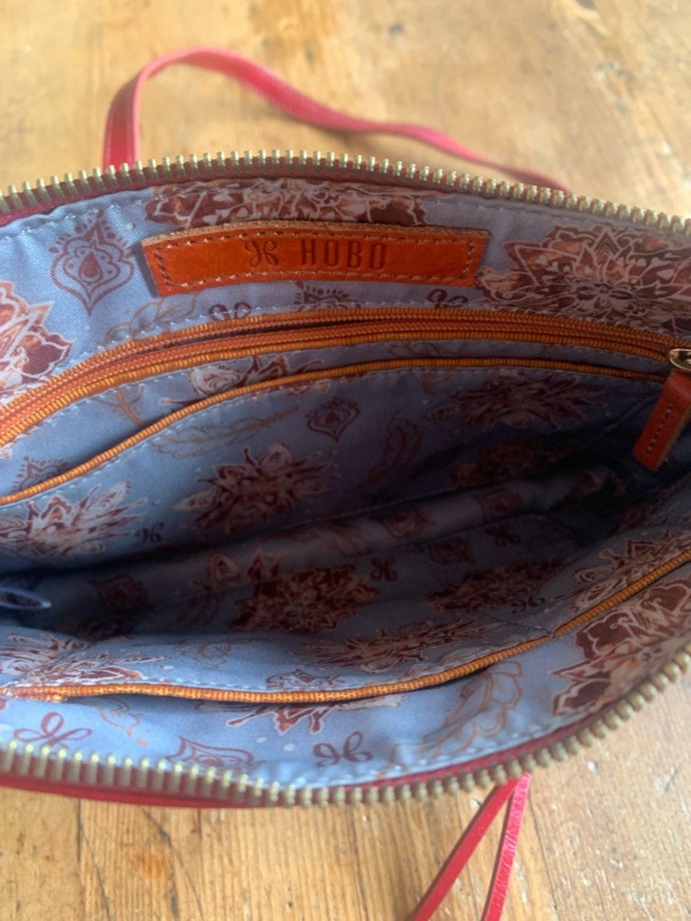 HOBO Red Leather Crossbody with Dual Front Zips - Picture 9 of 16